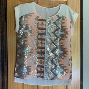 Francesca’s dressy sequined blouse Size S